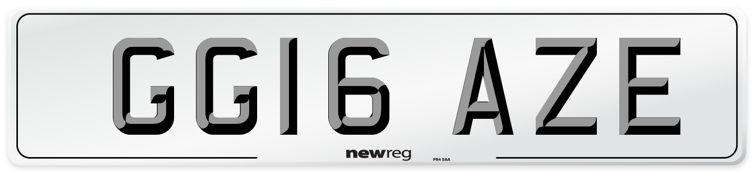 GG16 AZE Number Plate from New Reg